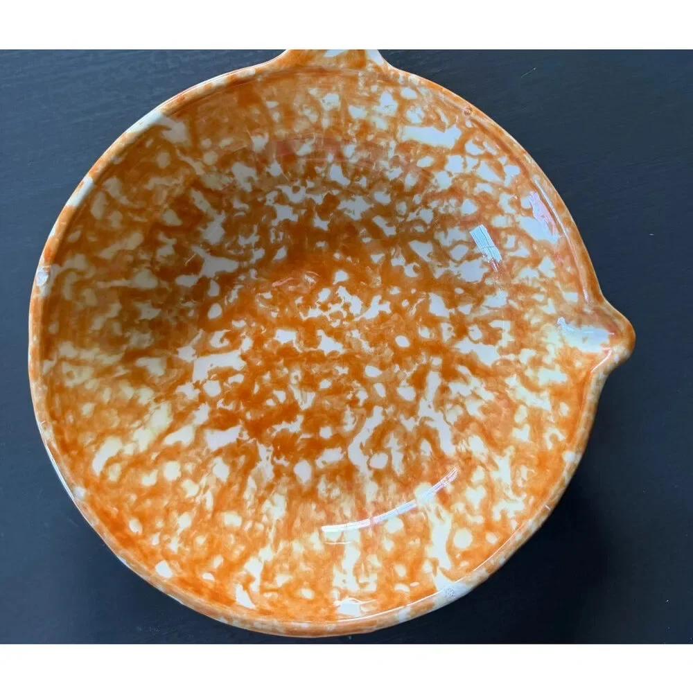 Vintage Stangl Pottery Town & Country Orange Spongeware Skillet Clock Face 9x8.5